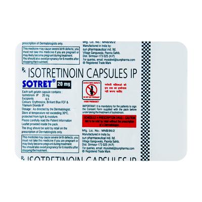 Sotret 20mg Capsule 10'S - Acne-Acn