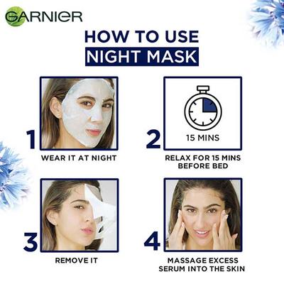 Skin Naturals Night Serum Sheet Mask with Deep Sea Water - For Tired & Stressed Skin 28 gm - Sheet Masks
