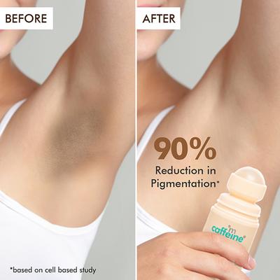 mCaffeine 5% AHA Underarm Roll On - Lactic Acid & Fresh Coffee Deodarant, Prevents Odour & Pigmentation 50 ml - Women Deodorants/Roll-Ons