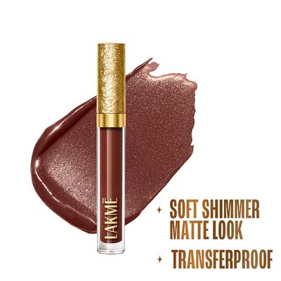 Lakme Be-Jewel Shimmer Lip Liquid, Luminous Matte Finish - 303 Cocoa Glow 3.5 ml - Liquid Lipsticks