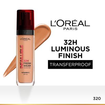 L'Oreal Paris Infallible 32H Fresh Wear Foundation, Luminous Coverage, Shade No 320 30ml - Foundation