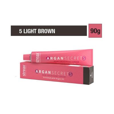 Streax Professional Argan Secrets Hair Colourant Cream Enriched with Argan Oil - Light Brown 5 90 gm - Crème