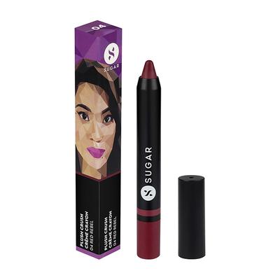 SUGAR Cosmetics Plush Crush Creme Crayon Lipstick - 04 Red Rebel (Blue toned Red) 1.8 gm - Lip Crayons