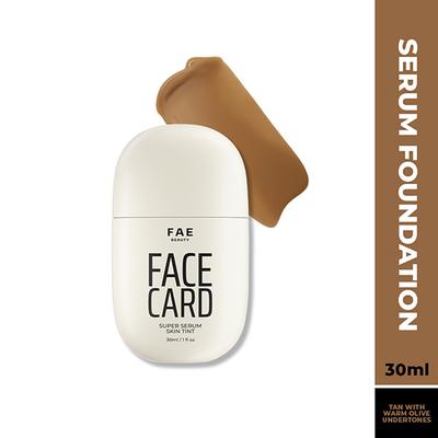 FAE Beauty Face Card Serum Skin Tint- Skin-like Foundation, Shade - 62O - Warm Olive 30 ml - Foundation