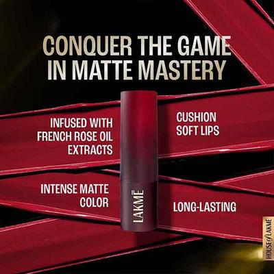 Lakme Forever Matte Lipstick, Made With French Rose Oil Extracts, Red Aurora, 4.5 gm - Lipsticks