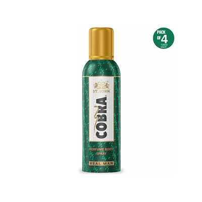 St. John Cobra Real Man Body Spray - Pack of 4 x 100 ml - Men Deodorants/Roll-Ons
