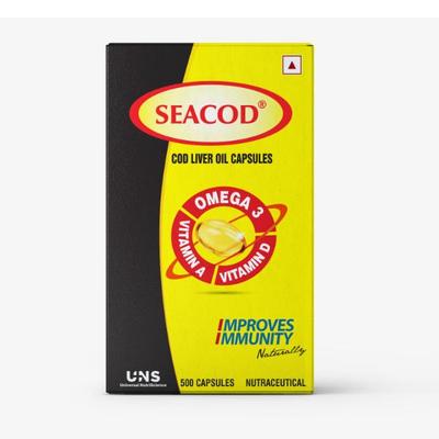 Seacod Cod Liver Oil Capsule 500's - Omega Fish Oil Fatty Acids