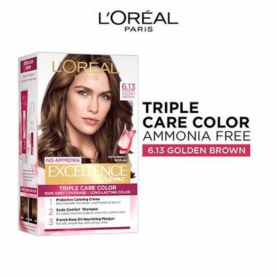 L'Oreal Paris Excellence Creme Hair Color, 6.13 Golden Brown (100gm + 72ml) 1's - Crème