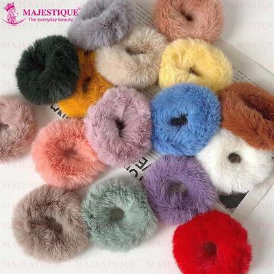 Majestique Fancy Spongy Hair Rubber Band Elastic Ponytail Holder Hair Accessories For Women And Girl - Multicolor 10's - Hair Clips/Bands