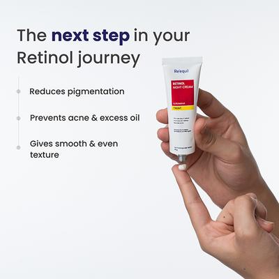 Re'equil 0.3% Retinol Night Cream Improves Skin Texture Reduces Acne Unisex For All Skin Types 30 gm - Night Cream