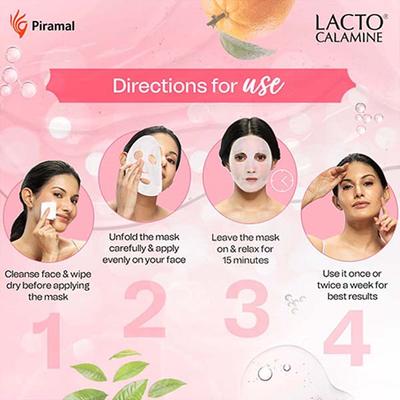 Lacto Calamine Vitamin C Face Sheet Mask Instant Hydration Glycolic Acid and D-Panthenol 30 gm - Sheet Masks