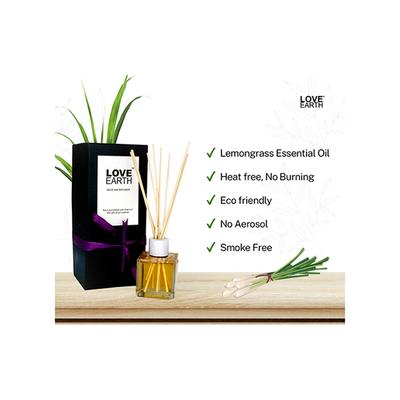 Love Earth Premium Reed Diffuser Lemongrass Long-Lasting Fragrance 30 ml - Diffuser