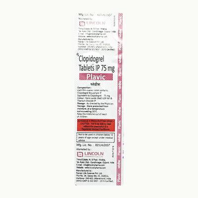 Plavic 75mg Tablet 10'S - Blood Clot-Ant