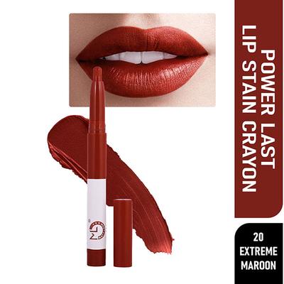 Matt Look Power Last Lip Stain Crayon Lipstick& Luxurious Creamy Matte, Xtreme Maroon 1.3 gm - Lip Crayons