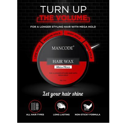 Mancode Mega Hold Hair Wax 100 gm - Hair Gels & Waxes