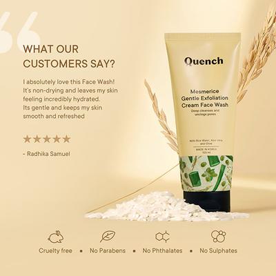 Quench Botanics Rice Water & Vitamin E Face Wash for Gentle Exfoliation 100 ml - Scrubs & Exfoliants