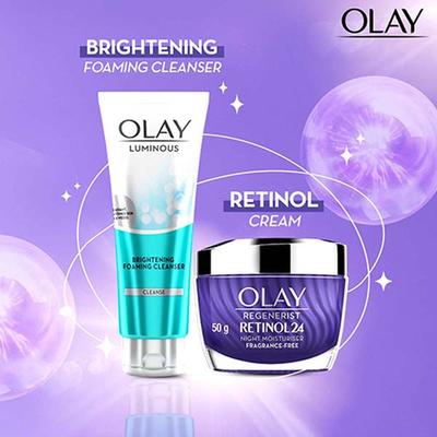 Olay Retinol Kit for Overnight Repair - Retinol Cream with Free Cleanser, 24h Hydration 1's - Night Cream