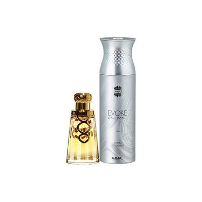 Ajmal Khallab EDP Woody Oudh Perfume And Evoke Silver Edition Him Deodorant Spicy Floral Fragrance 250 ml - Perfumes (Edt/Edp)