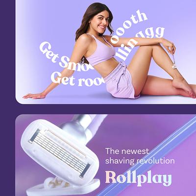 Bombae Rollplay Pro Hair Removal Razor for Women with Rolatek Roller, Aloe Gel and Jojoba Oil 125Pcs 1's - Razors & Cartridges
