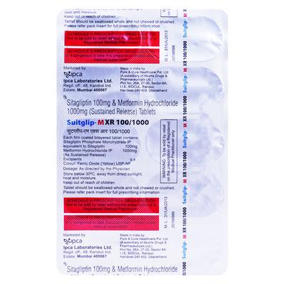 SUITGLIP M XR 100/1000 Tablet 10's - Diabetes-Ant