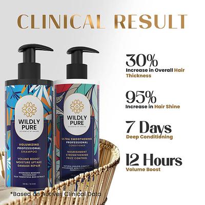 Wildly Pure Volume Boost Shampoo and Conditioner Combo Plant Keratin Pro Vitamin B5 and E Toxin 20 200Ml + 300Ml 1's - Dry Shampoos & Conditioners