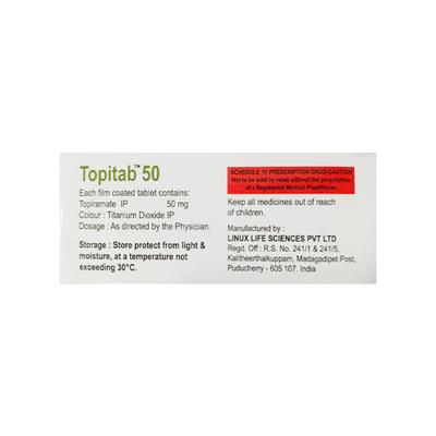 Topitab 50mg Tablet 10'S - Epilepsy/Convulsion-Ant