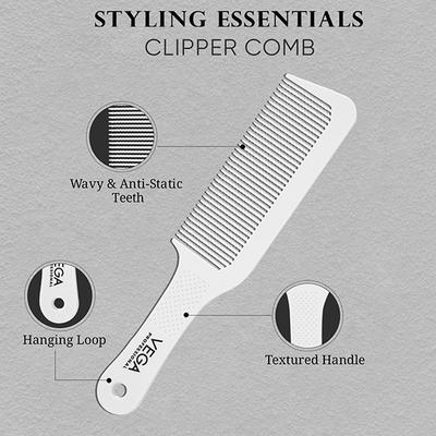 Vega Professional Clipper Comb for Salon with Anti-Static, Hair Cutting Combs Great for Barbering and Styling, White (VPPCC-01) 1's - Hair Brushes