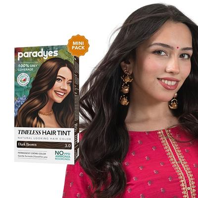 Paradyes Permanent Mini Dark Brown Timeless Hair Tint for Complete Grey Coverage Dark Brown 60 gm - Crème