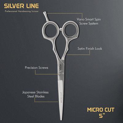 Vega Professional Micro Cut 5' Silver Line Hairdressing Scissor (VPVSC-22) 1's - Grooming Kits