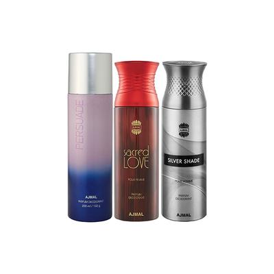 Ajmal 1 Persuade, 1 Sacred Love And 1 Silver Shade Deodorants Pack of 3 200 ml - Deodorants/Roll-Ons