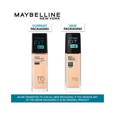 Maybelline New York Fit Me Matte+Poreless Liquid Foundation, 115 Ivory 30 ml - Foundation