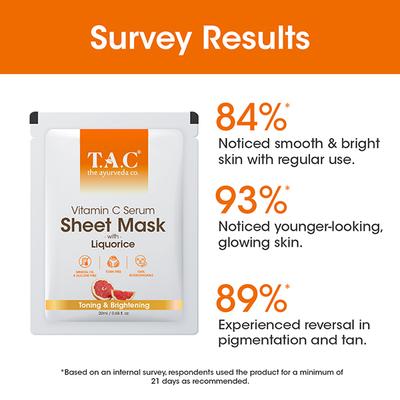 T.A.C - The Ayurveda Co. Vitamin C Serum Sheet Mask with Liquorice Toning and Brightening 22ml - Sheet Masks