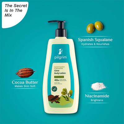 Pilgrim Spanish Squalane & Niacinamide Glow Body Lotion Cocoa Butter 48H Long-Lasting Moisturization 400 ml - Creams/Oils/Lotions
