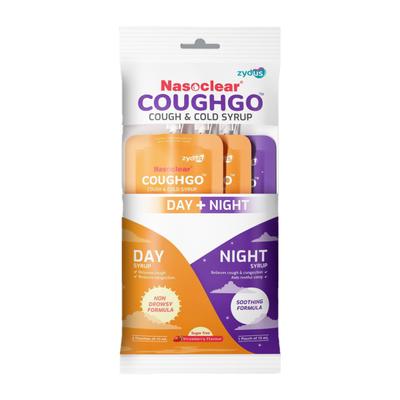 NASOCLEAR COUGHGO DAY + NIGHT SUGAR FREE STRAWBERRY FLAVOUR Syrup 3X10ml - Cough And Cold-Cou