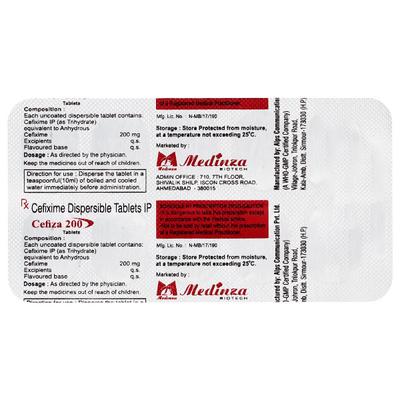 CEFIZA 200 DT Tablet 10's - Bacterial Infections-Cep