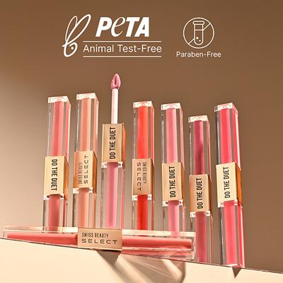 Swiss Beauty Select Do The Duet Lipstick, Matte Liquid Lipstick + Tinted Gloss Amber Nude 3 ml - Liquid Lipsticks