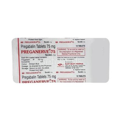 Preganerve 75mg Tablet 10'S - Neuropathic Pain-Dru