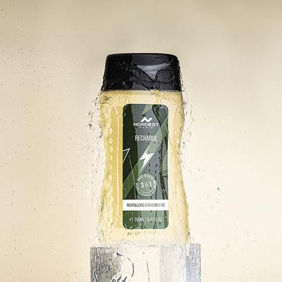 Nordest Paris Recharge Revitalizing and Invigorating Shower Gel - 3 In 1 Hair Body and Face Wash 250 ml - Shower Gels & Body Wash