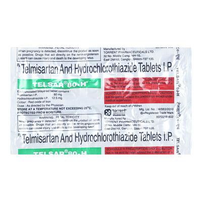 Telsar H 80mg Tablet 10'S - Hypertension-Ang