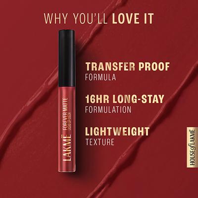 Lakme Forever Matte Liquid Lip, 16hr Lipstick, Mauve Fling, 5.6ml - Liquid Lipsticks