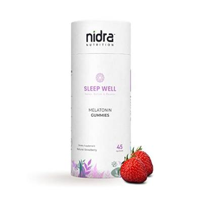 Nidra Nutrition Sleep Well Melatonin Gummies - Natural Strawberry (Pack of 6 x 45's) - Mental Health