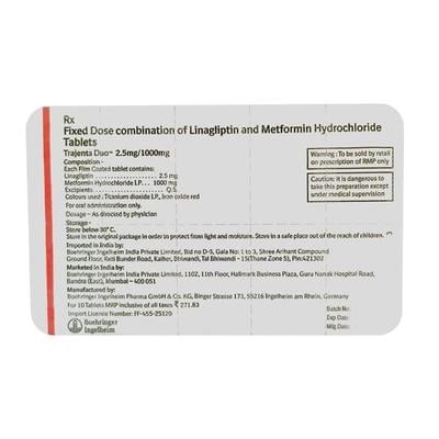Trajenta Duo 2.5/1000mg Tablet 10'S - Diabetes-Ant
