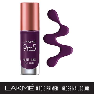 Lakme 9To5 Primer + Gloss Nail Colour Purple Haze 6 Ml - Nail Polish