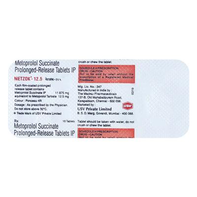 Metzok 12.5mg Tablet 10'S - Hypertension-Bet