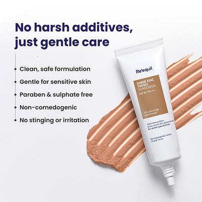 Reequil Sheer Zinc Tinted Mineral Sunscreen Spf 50 Pa+++ 50 gm - Face Sunscreen