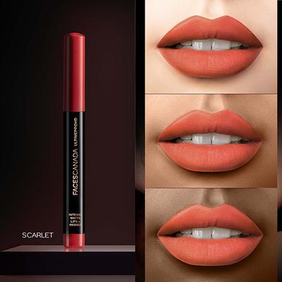 Faces Canada Ultime Pro Hd Intense Matte Lips + Primer - Scarlet 06, 9Hr Long Stay 1.4 gm - Lip Crayons