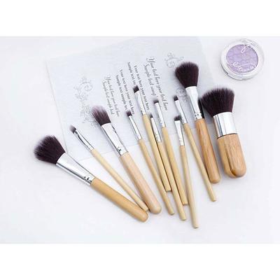 Bronson Professional Super Soft bristles HD finish Bamboo 11 pc makeup brush set with pouch 1's - Face Brush