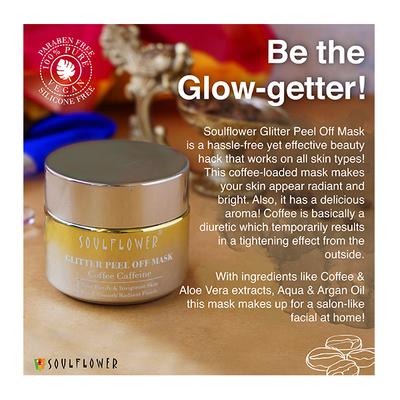 Soulflower Glitter Peel Off Mask - Coffee Caffeine 100 gm (N) - Masks & Peels