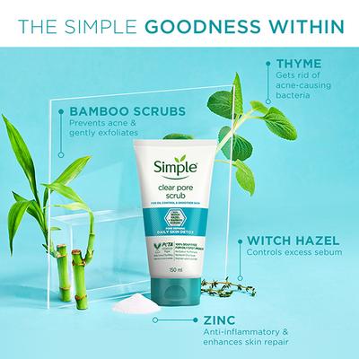 Simple Daily Skin Detox Clear Pore Facial Scrub 150 ml - Face Scrubs