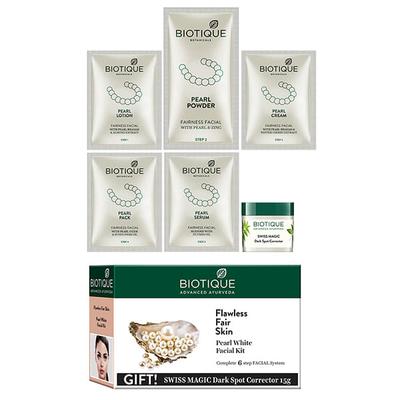Biotique Pearl White Flawless Glowing Skin Facial Kit 65 gm - Facial Kits